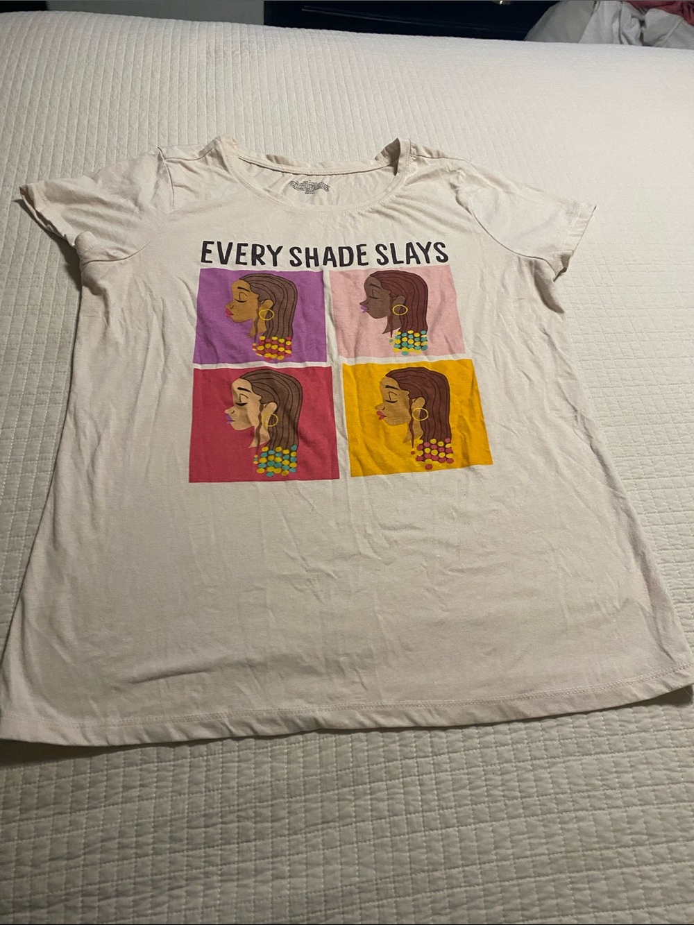 Cream T Shirt with Lettering